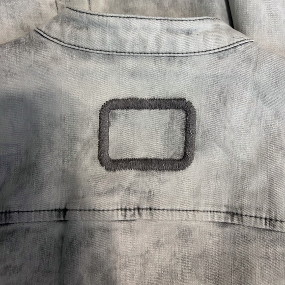 Tigha Denim Grandad Stand Up Collar Shirt, size Large - Picture 5 of 8